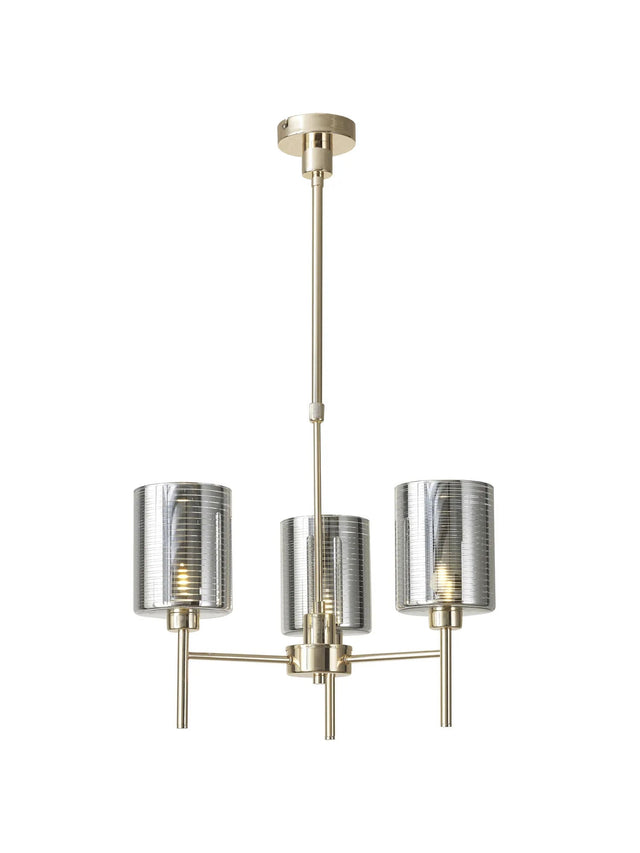 Lathen Telescopic/Semi Flush, 3 x G9, French Gold/Chrome Lined Type B Shade