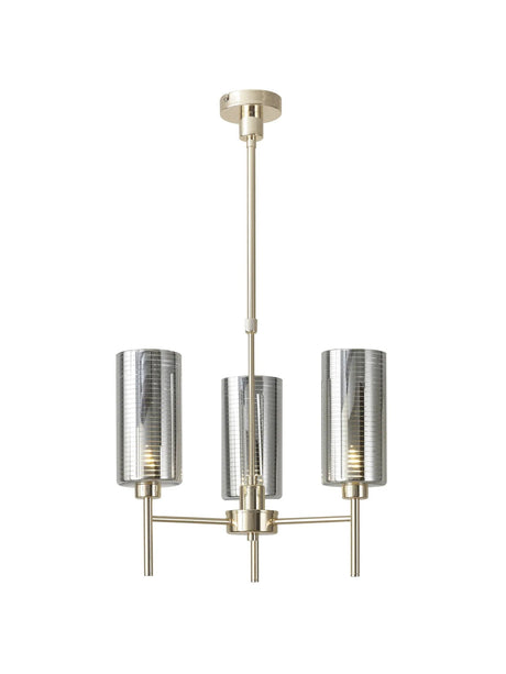 Lathen Telescopic/Semi Flush, 3 x G9, French Gold/Chrome Lined Type A Shade