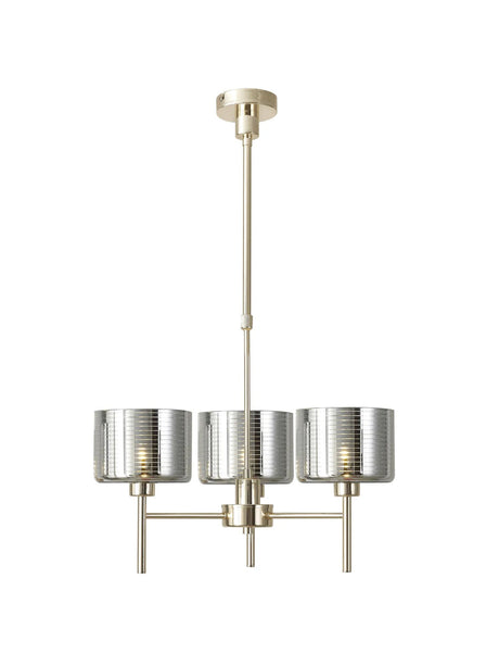 Lathen Telescopic/Semi Flush, 3 x G9, French Gold/Chrome Lined Type C Shade