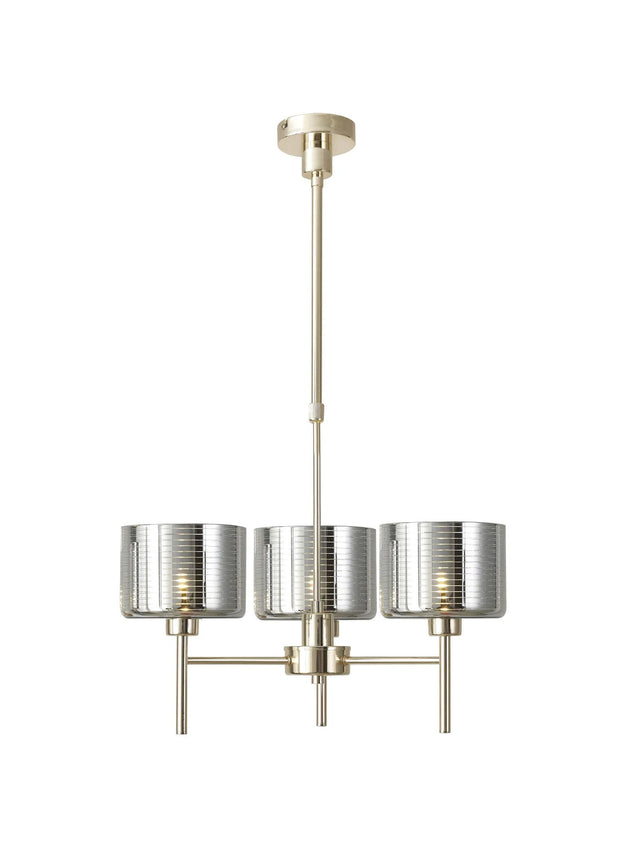 Lathen Telescopic/Semi Flush, 3 x G9, French Gold/Chrome Lined Type C Shade