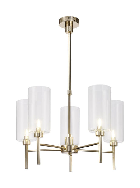 Lathen Telescopic/Semi Flush, 5 x G9, French Gold/Clear Type A Shade