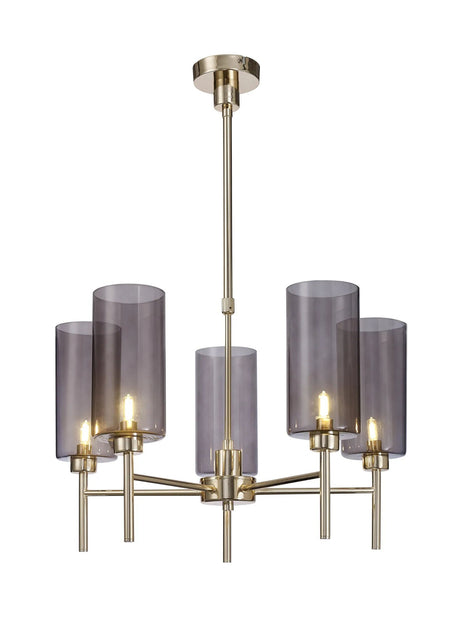 Lathen Telescopic/Semi Flush, 5 x G9, French Gold/Smoked Type A Shade