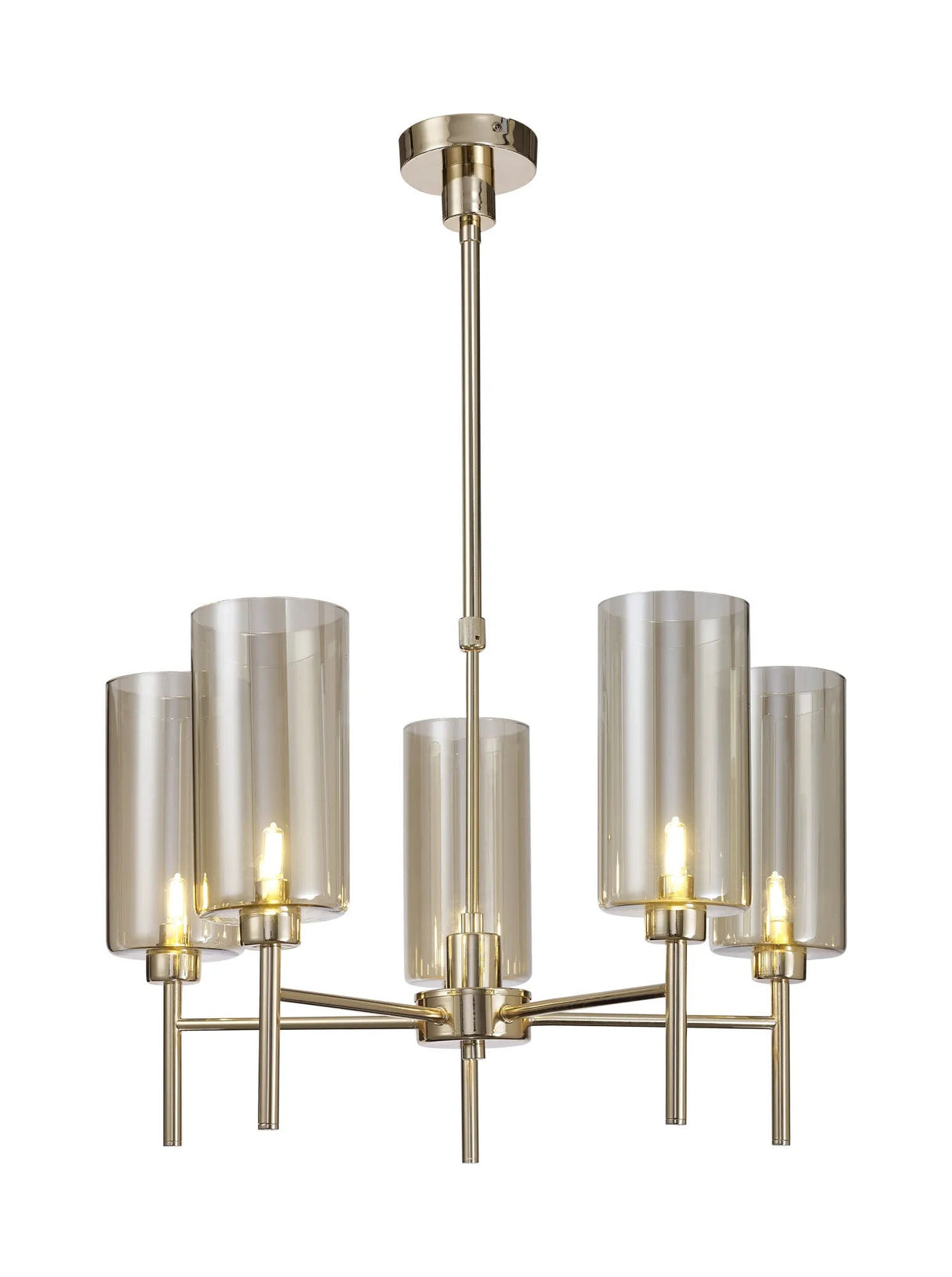 Lathen Telescopic/Semi Flush, 5 x G9, French Gold/Cognac Type A Shade