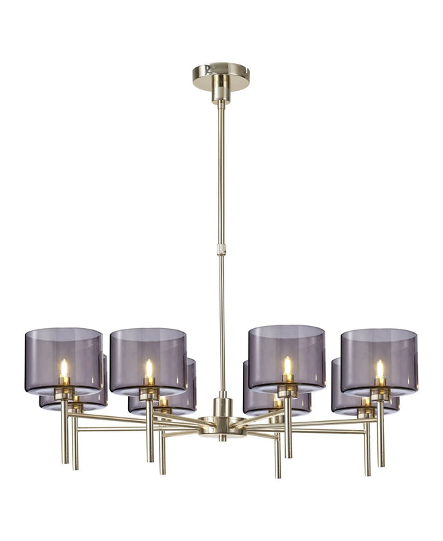 Lathen Telescopic/Semi Flush, 8 x G9, French Gold/Smoked Type C Shade