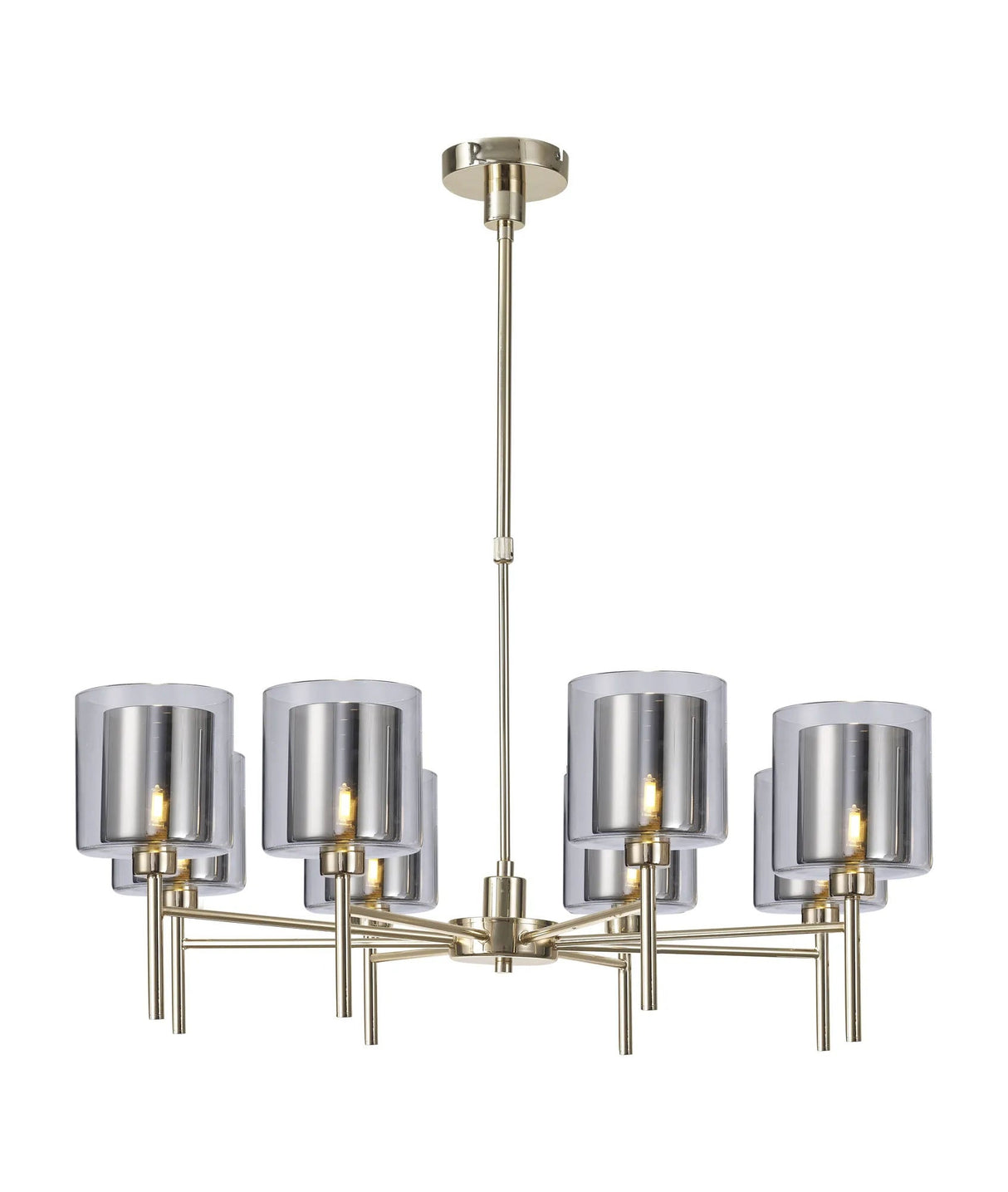 Lathen Telescopic/Semi Flush, 8 x G9, French Gold/Chrome/Clear Type H Shade