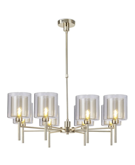 Lathen Telescopic/Semi Flush, 8 x G9, French Gold/Cognac/Clear Type H Shade