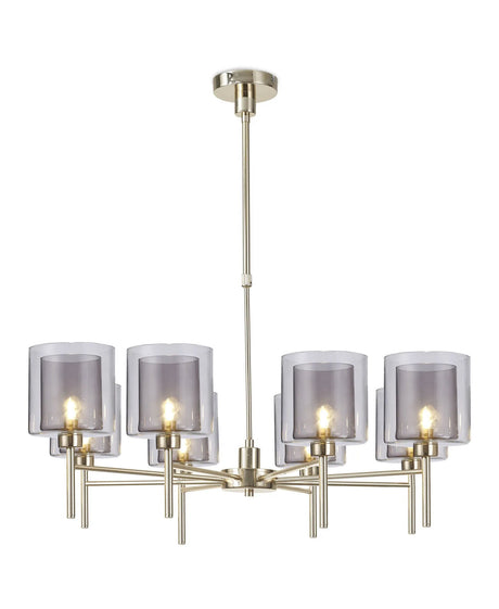 Lathen Telescopic/Semi Flush, 8 x G9, French Gold/Smoked/Clear Type H Shade