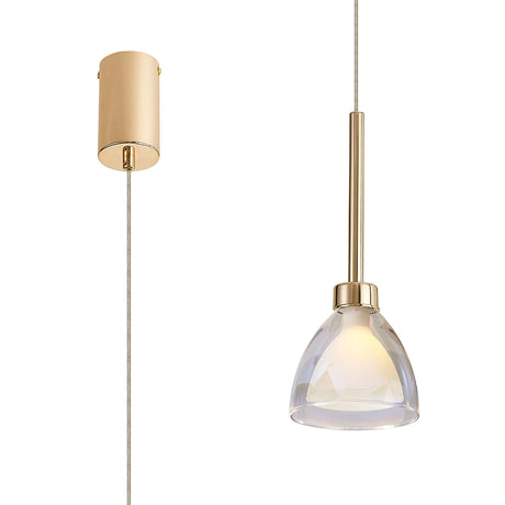 Lathen 2m Single Pendant Cone Glass French Gold