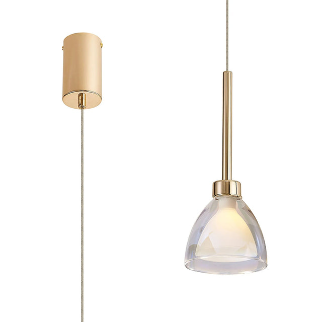 Lathen 2m Single Pendant Cone Glass French Gold