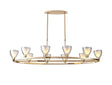 Lathen Oval Telescopic 10 Light Pendant Cone Glass French Gold