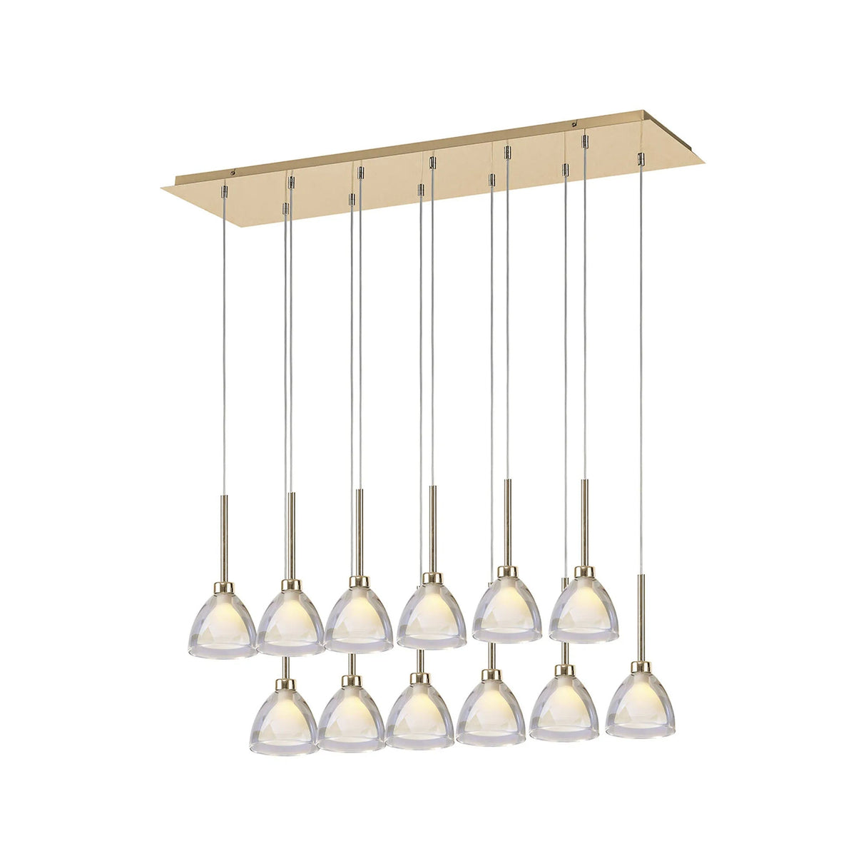 Lathen 2m Linear 12 Light Pendant Cone Glass French Gold