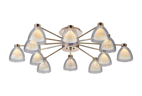 Lathen Semi Flush 12 Light Cone Glass French Gold