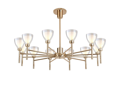 Lathen Telescopic 12 Light Pendant Cone Glass French Gold