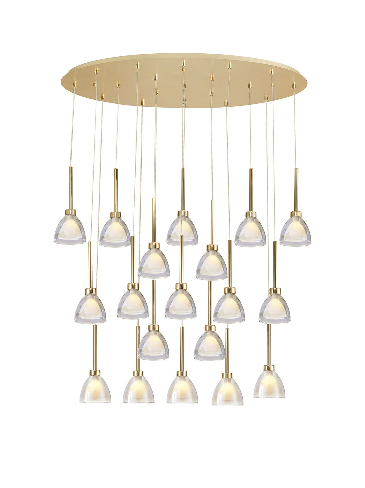 Lathen 2m Oval 19 Light Pendant Cone Glass French Gold