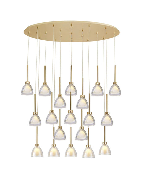 Lathen 2m Oval 19 Light Pendant Cone Glass French Gold