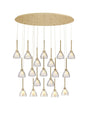 Lathen 2m Oval 19 Light Pendant Cone Glass French Gold