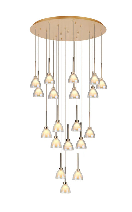 Lathen 3.5m Round 19 Light Pendant Cone Glass French Gold