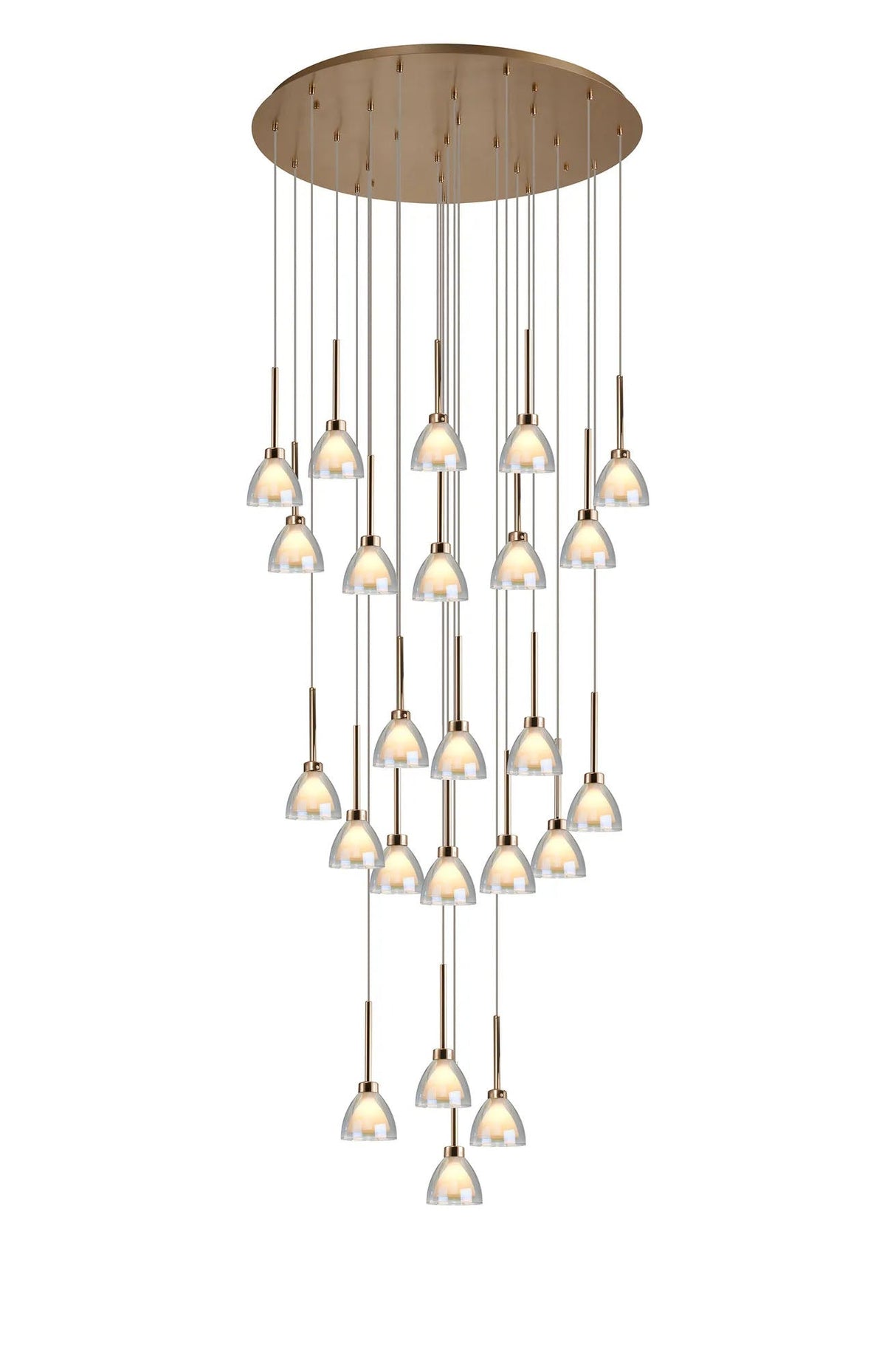 Lathen 5m Round 24 Light Pendant Cone Glass French Gold
