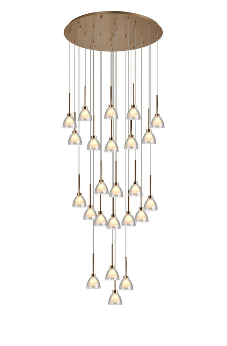 Lathen 5m Round 24 Light Pendant Cone Glass French Gold