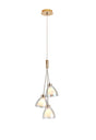 Lathen 2m 1 Drop Cluster 3 Light Pendant Cone Glass French Gold