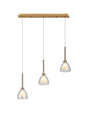 Lathen 2m Linear 3 Light Pendant Cone Glass French Gold