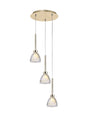 Lathen 2m Round 3 Light Pendant Cone Glass French Gold
