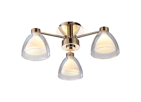Lathen Semi Flush 3 Light Cone Glass French Gold