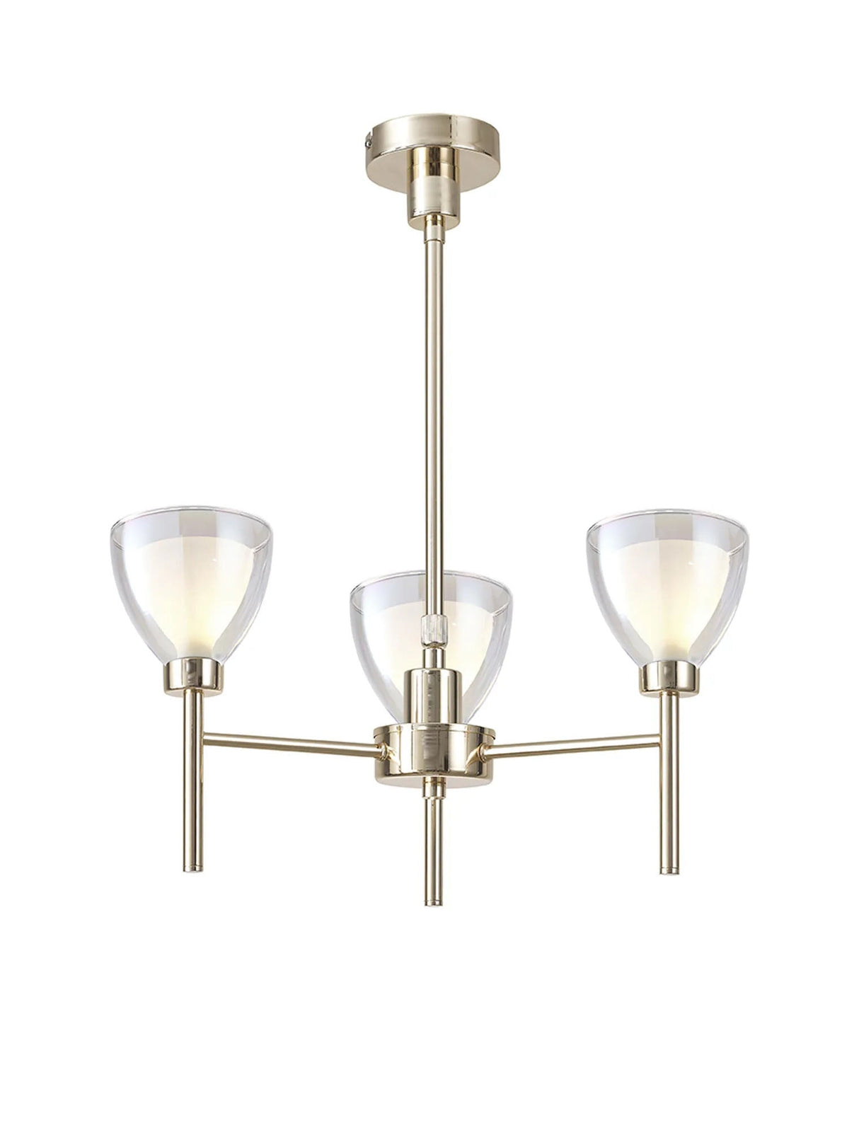 Lathen Telescopic/Semi Flush 3 Light Cone Glass French Gold