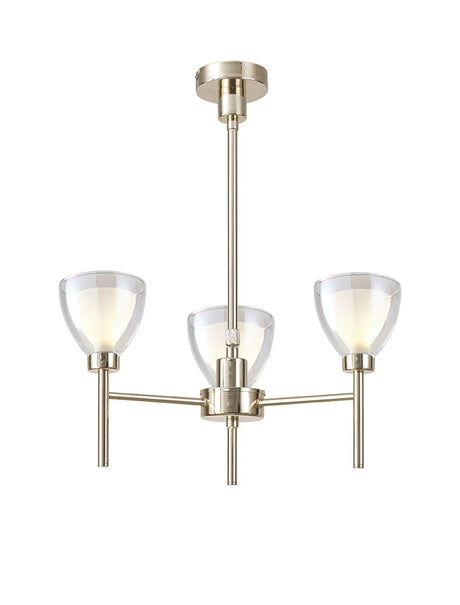 Lathen Telescopic/Semi Flush 3 Light Cone Glass French Gold