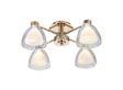 Lathen Semi Flush 4 Light Cone Glass French Gold