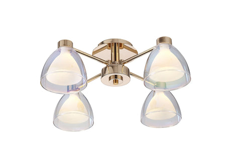 Lathen Semi Flush 4 Light Cone Glass French Gold