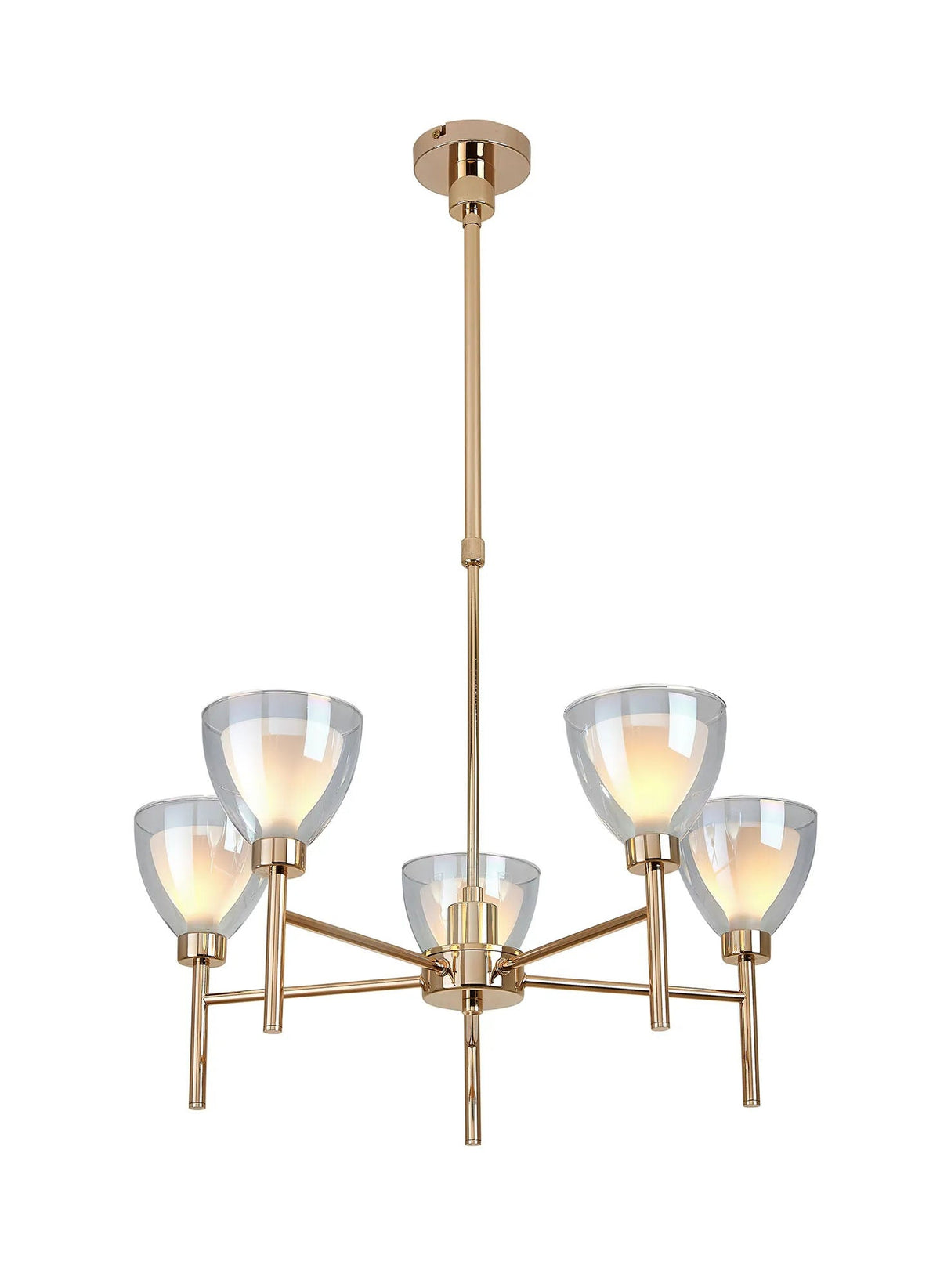 Lathen Telescopic/Semi Flush 5 Light Cone Glass French Gold