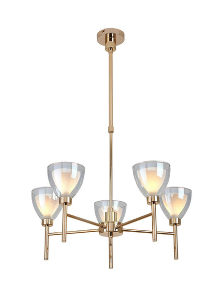 Lathen Telescopic/Semi Flush 5 Light Cone Glass French Gold
