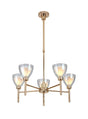 Lathen Telescopic/Semi Flush 5 Light Cone Glass French Gold