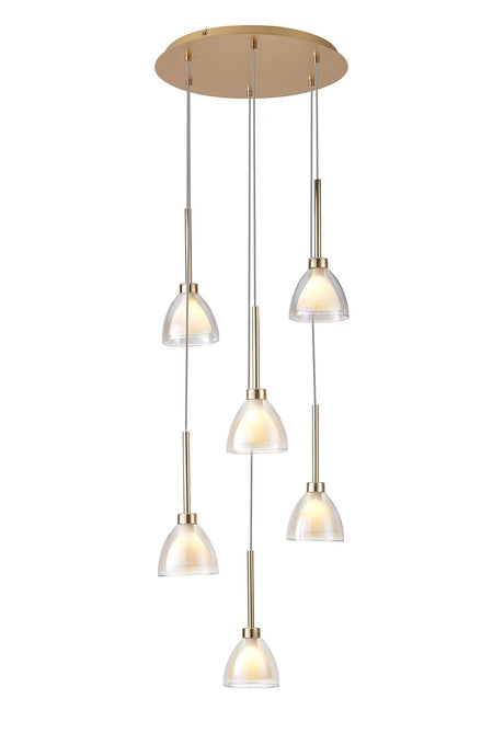 Lathen 2.5m Round 6 Light Cone Glass French Gold