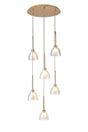 Lathen 2.5m Round 6 Light Cone Glass French Gold