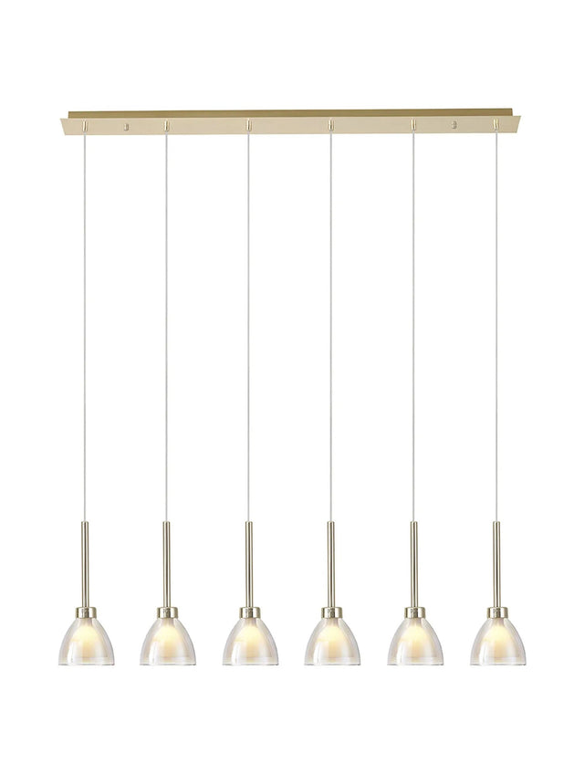 Lathen 2m Linear 6 Light Pendant Cone Glass French Gold