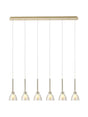Lathen 2m Linear 6 Light Pendant Cone Glass French Gold