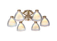 Lathen Semi Flush 6 Light Cone Glass French Gold