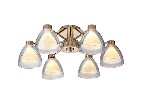 Lathen Semi Flush 6 Light Cone Glass French Gold