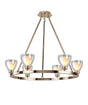 Lathen Round Fixed 6 Light Pendant Cone Glass French Gold