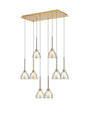 Lathen 2m Rectangle 8 light Pendant Cone Glass French Gold