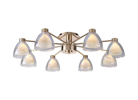 Lathen Semi Flush 8 Light Cone Glass French Gold