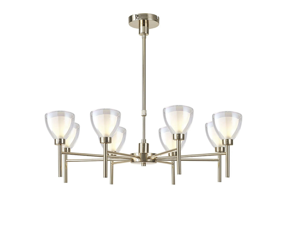 Lathen Telescopic/Semi Flush 8 Light Cone Glass French Gold