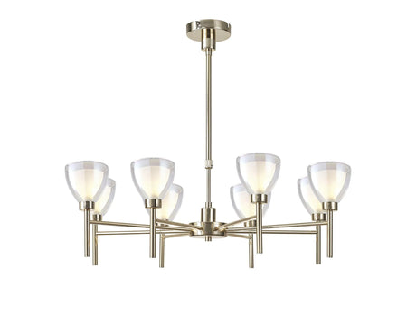 Lathen Telescopic/Semi Flush 8 Light Cone Glass French Gold
