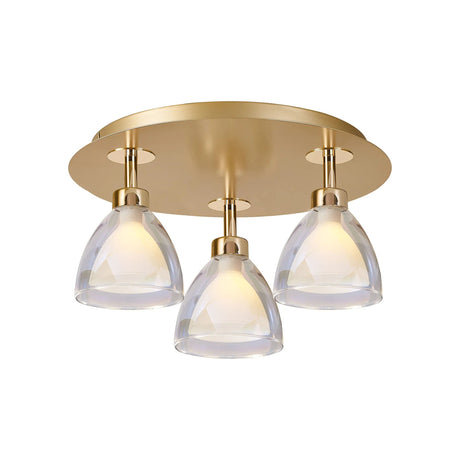 Lathen 35cm Flush 3 Light Cone Glass French Gold