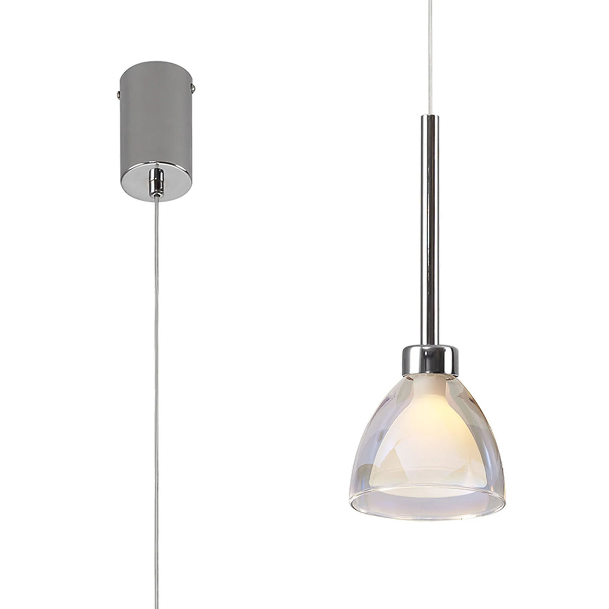 Lathen 2m Single Pendant Cone Glass Polished Chrome