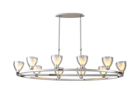 Lathen Oval Telescopic 10 Light Pendant Cone Glass Polished Chrome