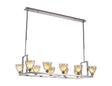 Lathen Rectangle Telescopic 10 Light Pendant Cone Glass Polished Chrome