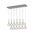 Lathen 2m Linear 12 Light Penant Cone Glass Polished Chrome